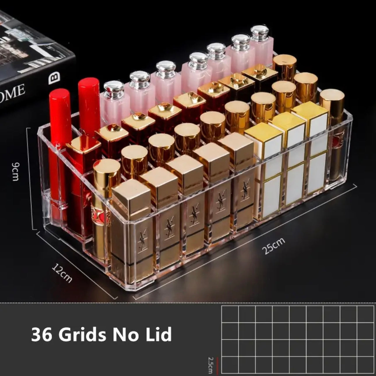 Acrylic Made Lipstick Case. 36 Grids Lipstick Organizer.