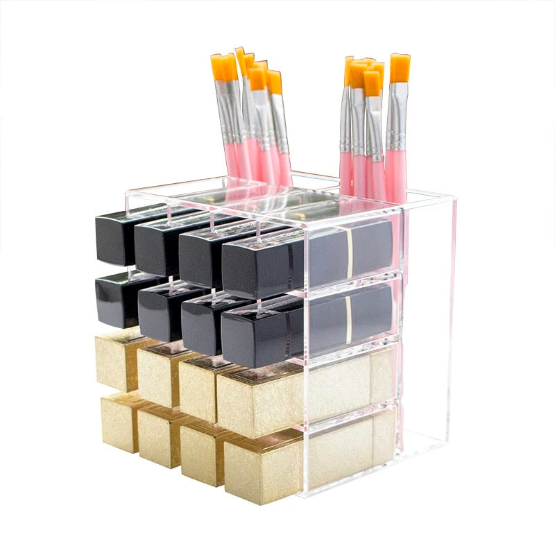 16+2 Grid Makeup Organizer โ Lipstick & Brush Holder