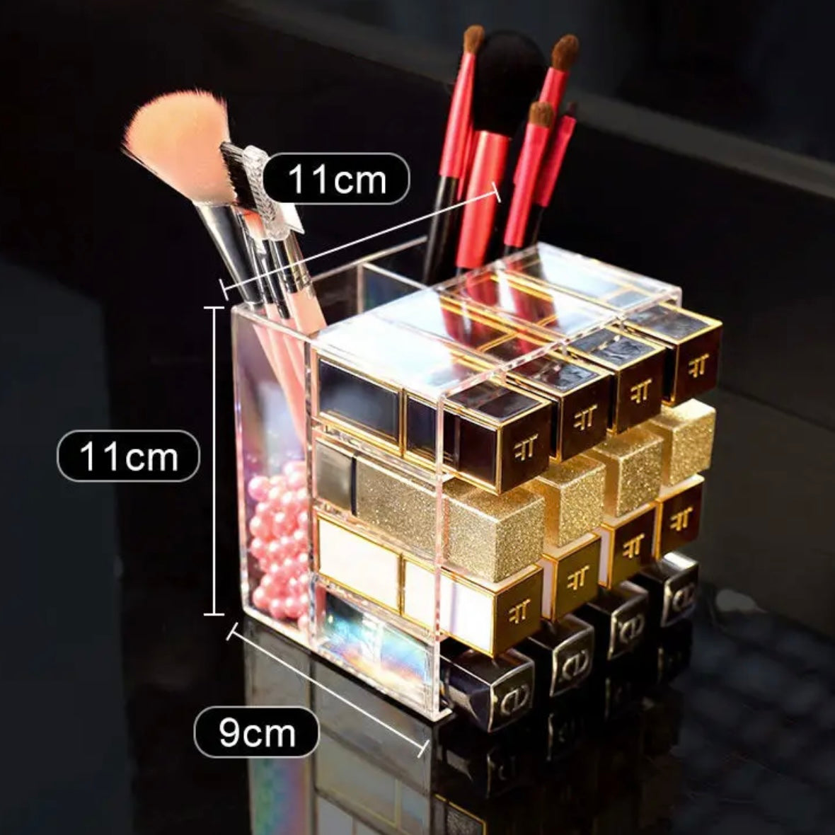 16+2 Grid Makeup Organizer โ Lipstick & Brush Holder