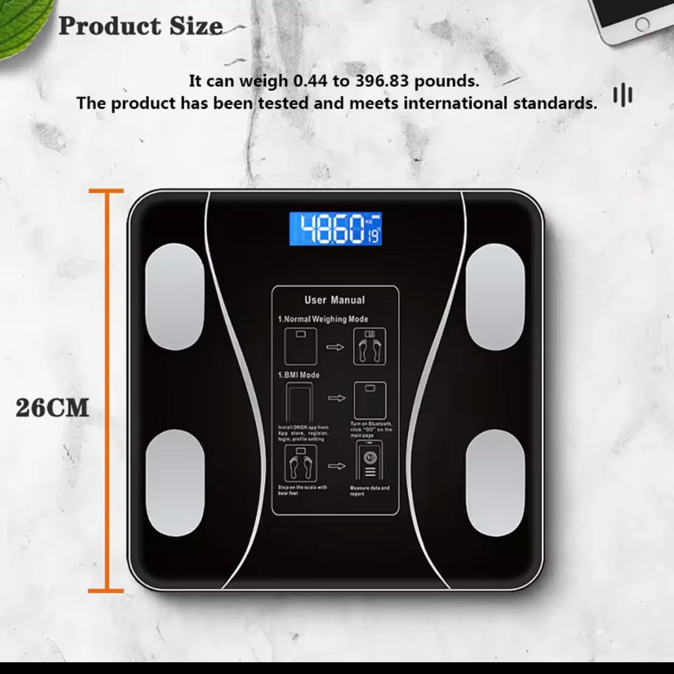 Smart Intelligent weight scale-wireless connection, with LCD display
