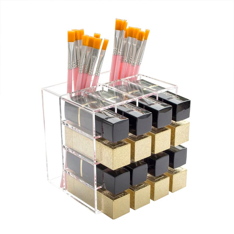 16+2 Grid Makeup Organizer โ Lipstick & Brush Holder