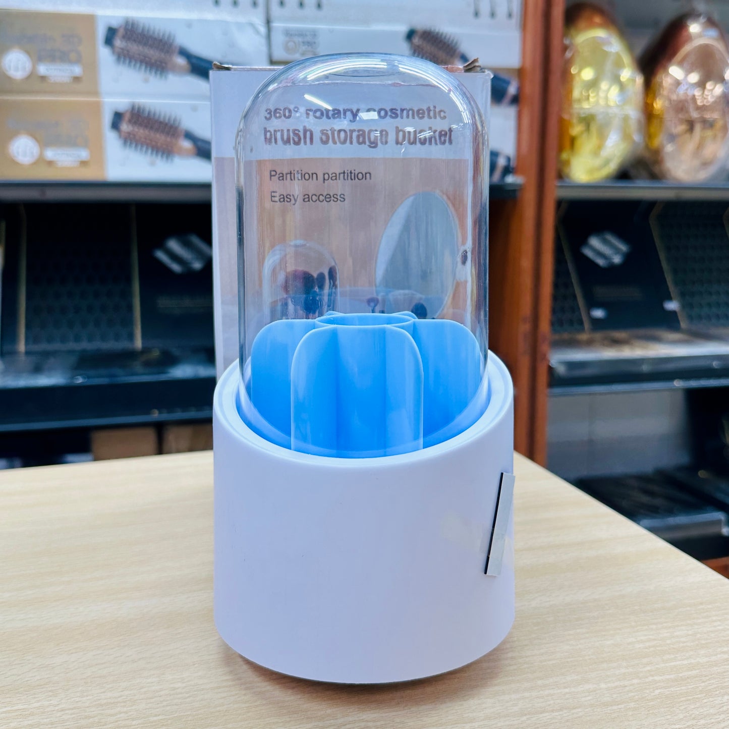 Velora 360ยฐ Rotating Makeup Brush Holder With Lid