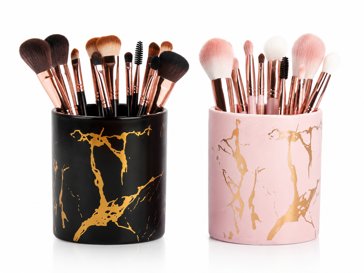 Luxury Marble Makeup Brush Holder โ Ceramic Cosmetic Organizer for Vanity, Dressing Table & Bathroom