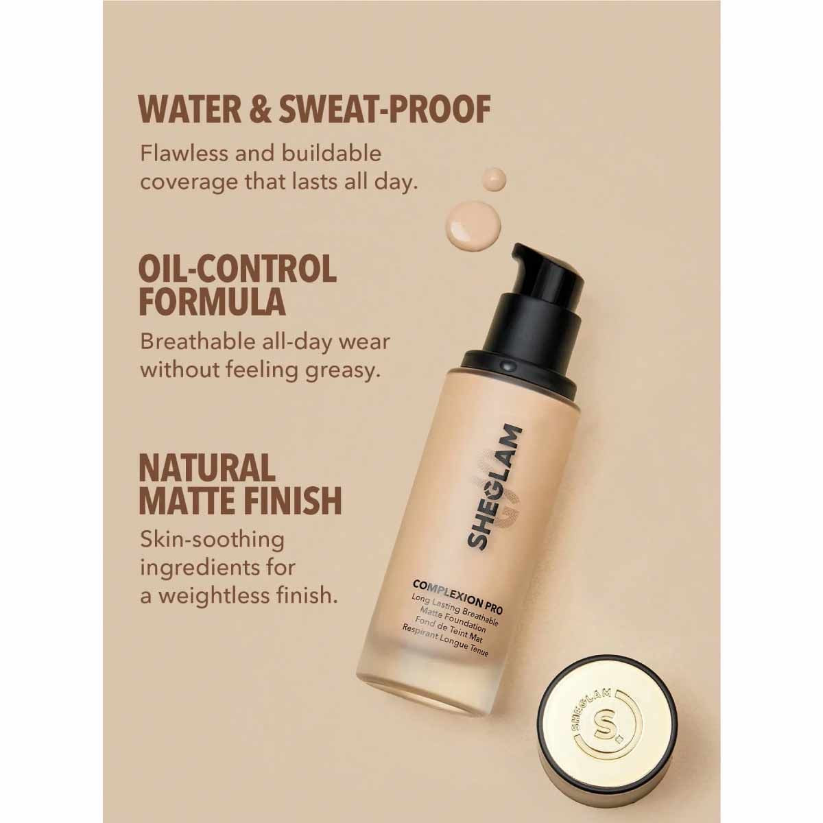 Sheglam Complexion Pro Long Lasting Breathable Matte Foundation-Sand (30ml)