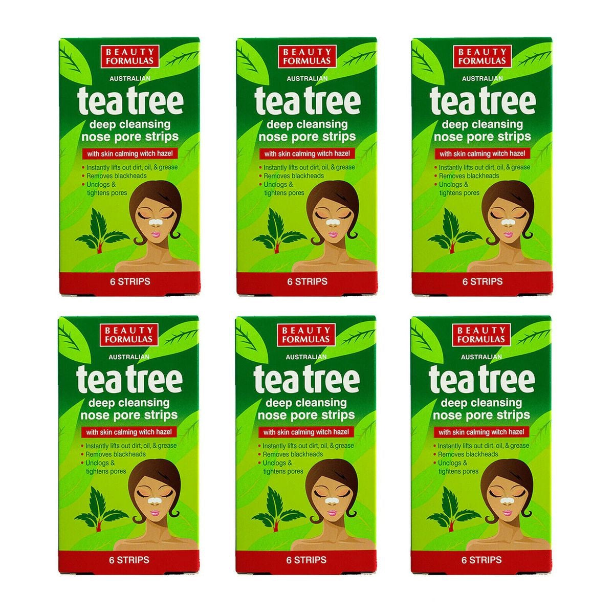 Tea Tree Nose Pore Strips 6 Pieces box