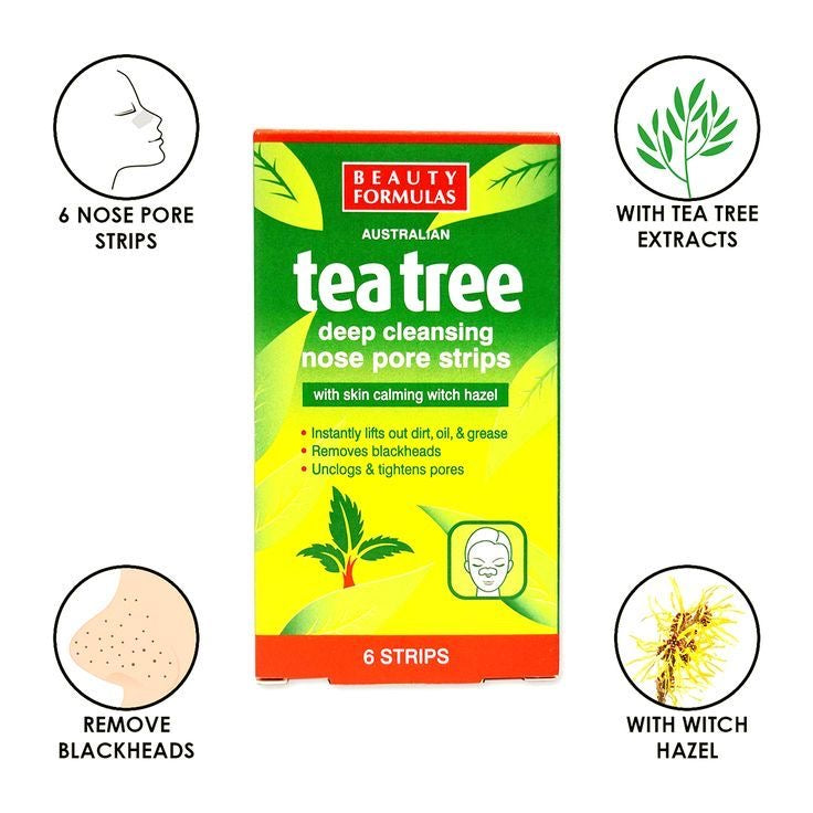 Tea Tree Nose Pore Strips 6 Pieces box