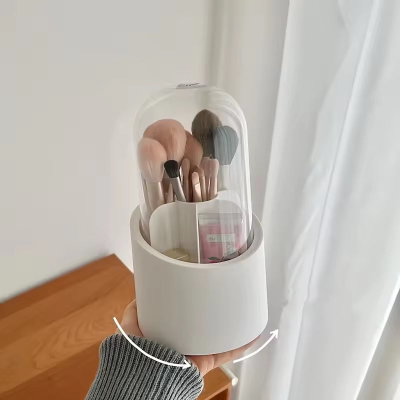 Velora 360ยฐ Rotating Makeup Brush Holder With Lid