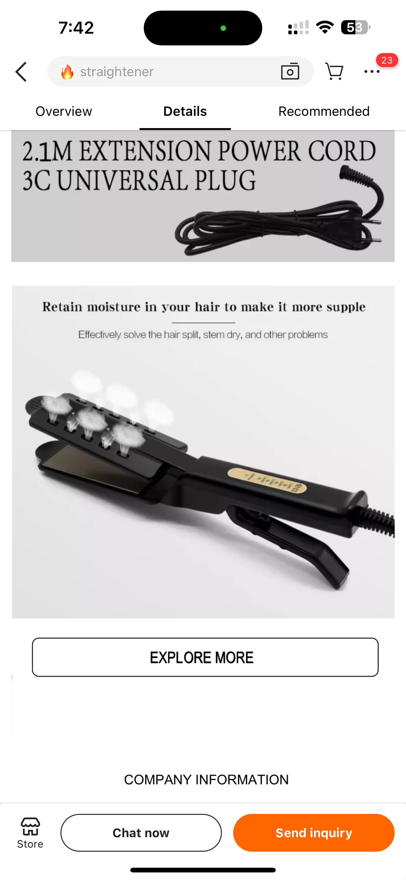 Vigor Professional Hair Straightener -Vigor V908