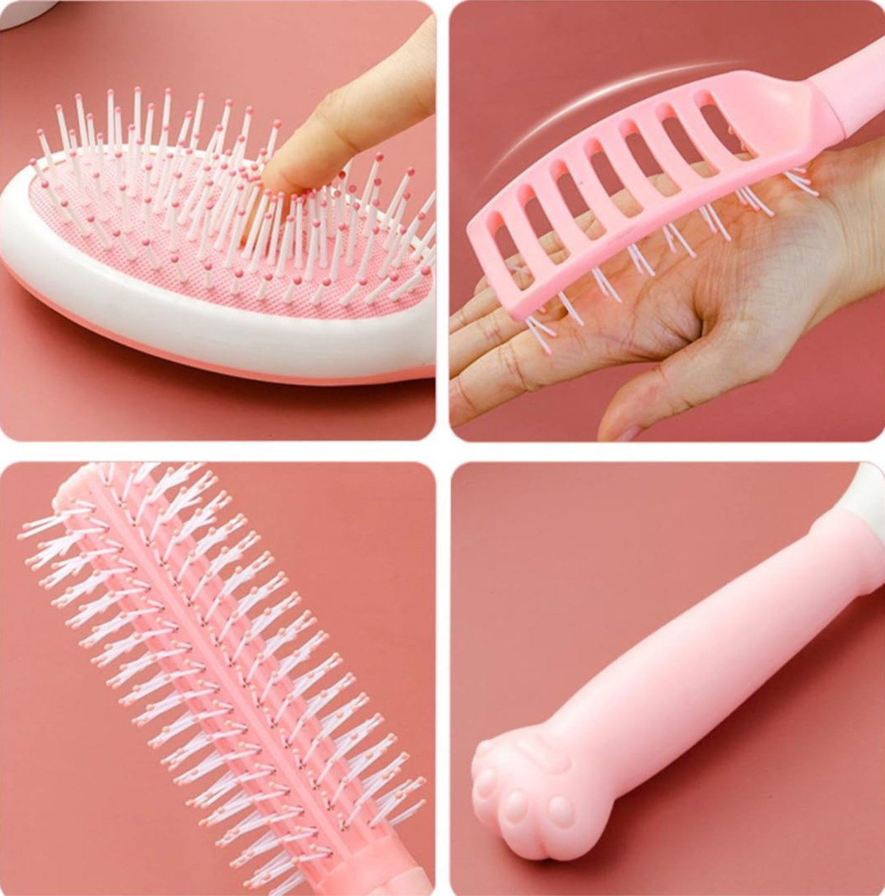 Amazon Best Seller 3 Pcs Cute Cat Paw Shape Hair Brush Set.