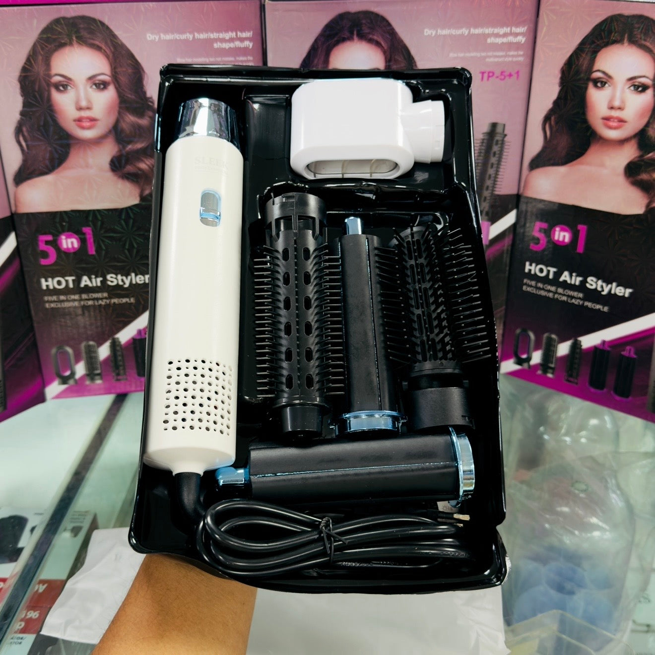 (BOTH HOT & COLD AIR) 5 in 1 Styler- Automated Hair Styling tool 5 in 1 SLEEK PROFESSIONAL