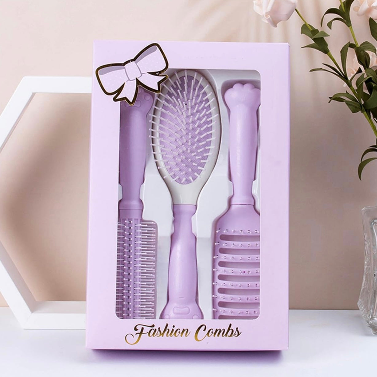 Amazon Best Seller 3 Pcs Cute Cat Paw Shape Hair Brush Set.