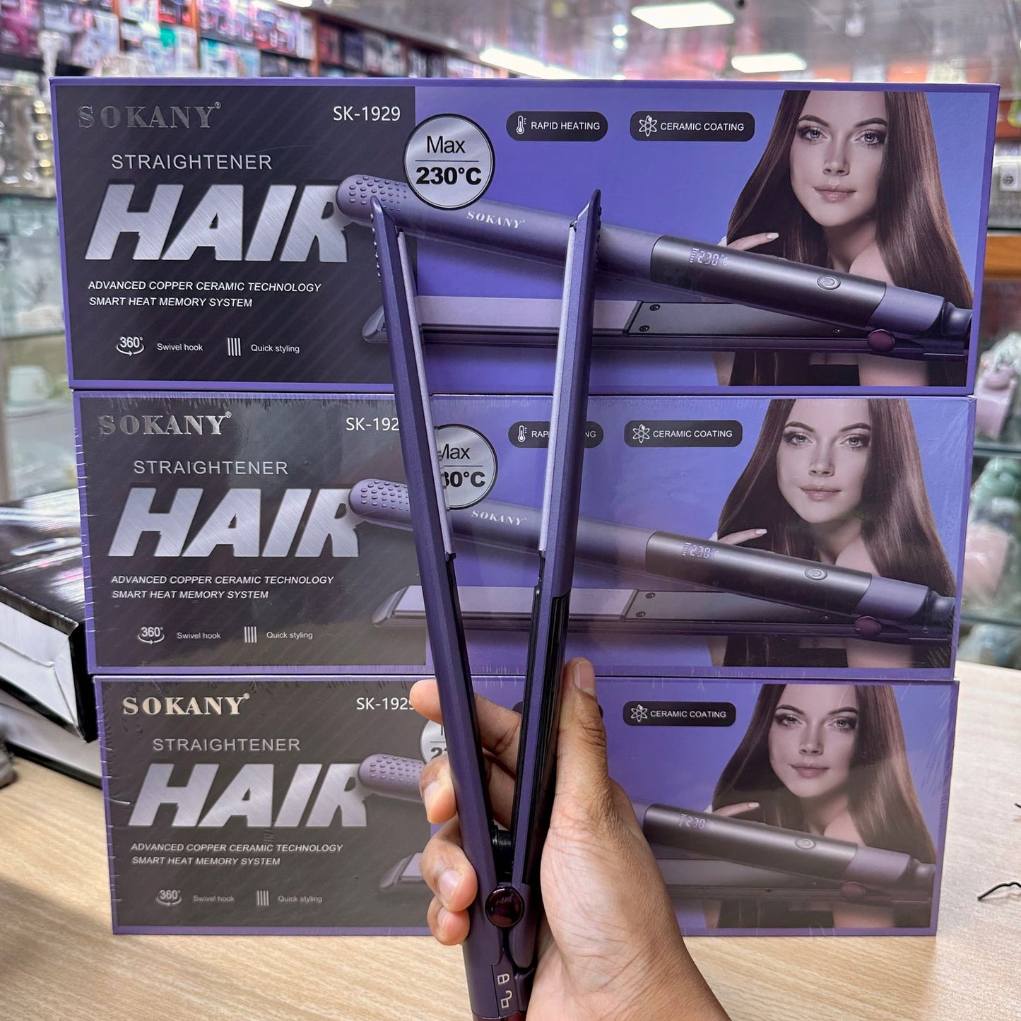 Hair Straightener with Advanced Copper Ceramic Tech.-Sokany brand